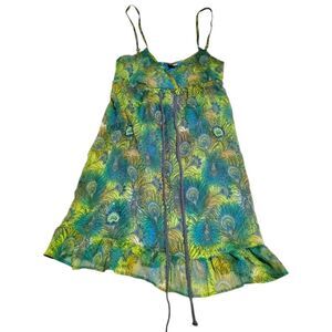 Y2K Peacock Long Tunic / Mini Dress